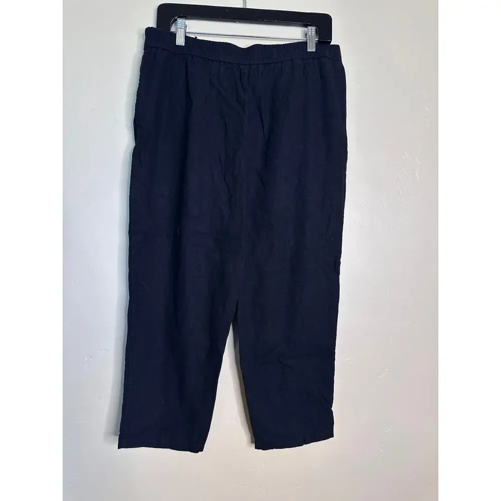 MK Michael Kors Black Linen Blend Cropped Capri Pants 12